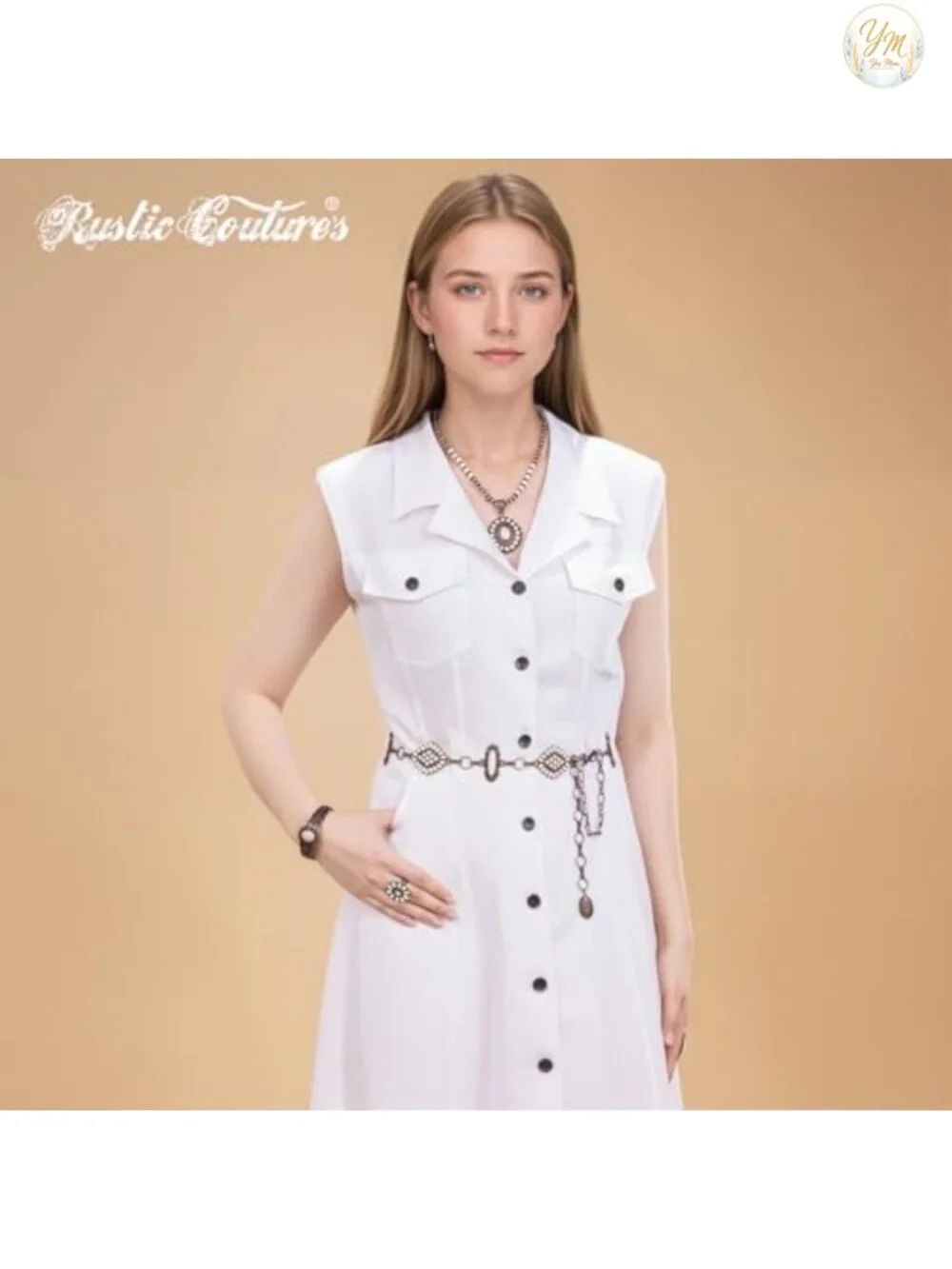 Western Concho Belt | Turquoise Metal Chain Belt | Adjustable Lobster Claw Clasp